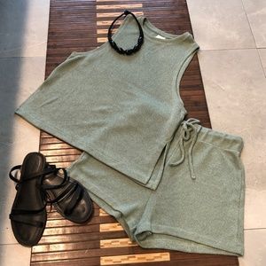H&M knit tank and short set - Sage - S tank/XS shorts